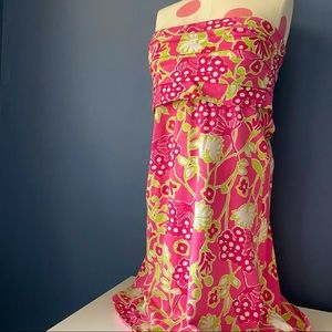 LILLY PULITZER Pink and Green Strapless Dress SMAL